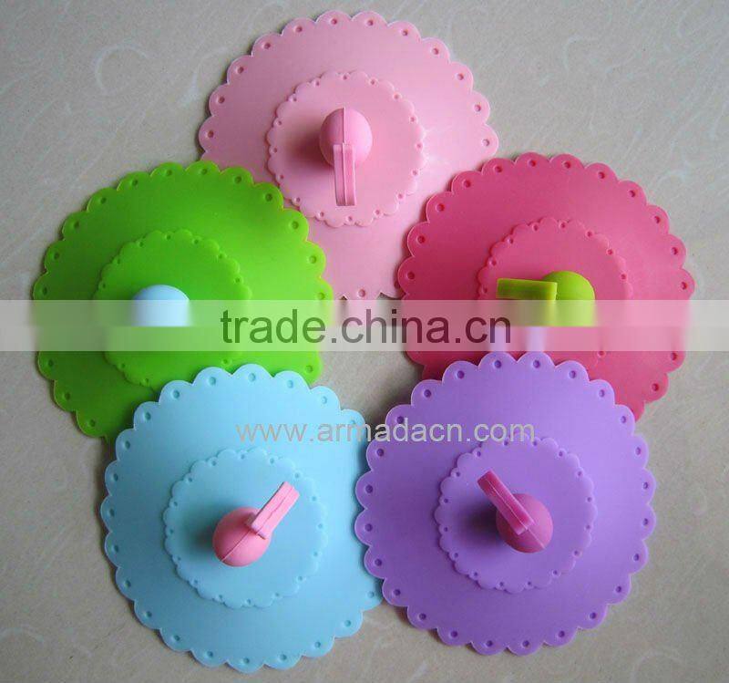 magic silicone cup lids with 3D Rose Flower handle