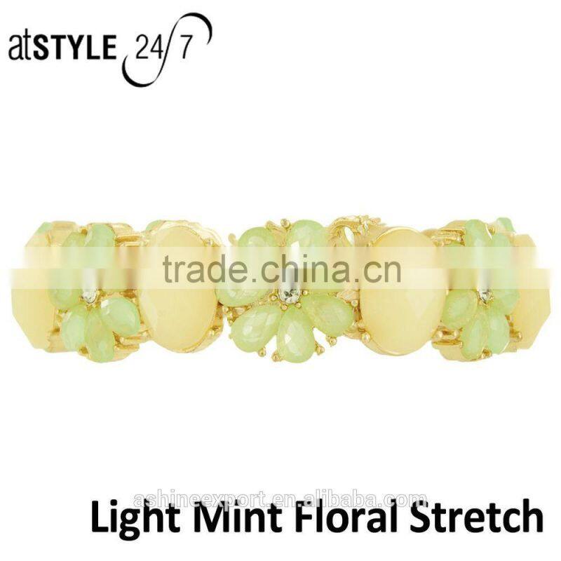 Simple Fashion Chunky lovely gold alloy resin and crystal big flower bracelet Elastic cord rope chain bracelet--2 colors