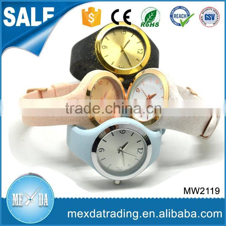 New arrival colourful silicone banded waterproof quartz lady watch