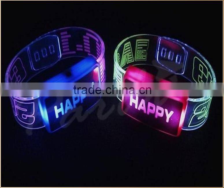 Party favor colorful happy led lighting wristbands glow in the dark