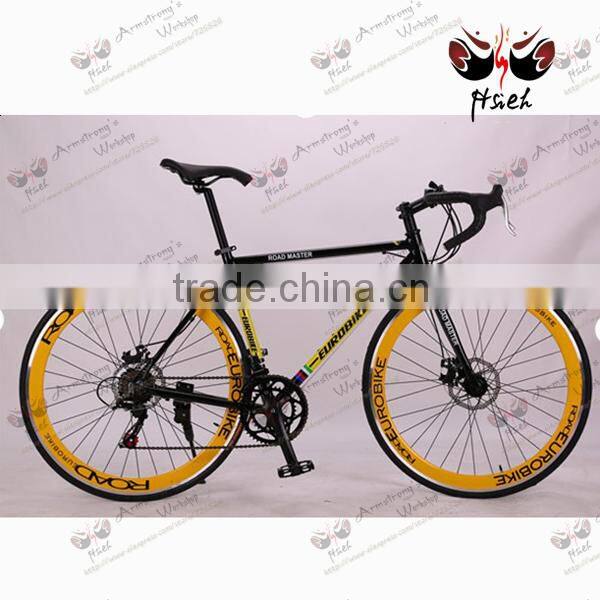 yellow handleabar 700c aluminum alloy frame 14speed road racing bicycle