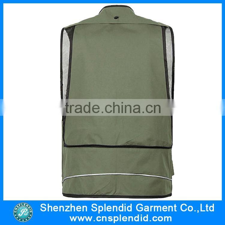 2016 Latest design multipocket dark green men' cargo vest