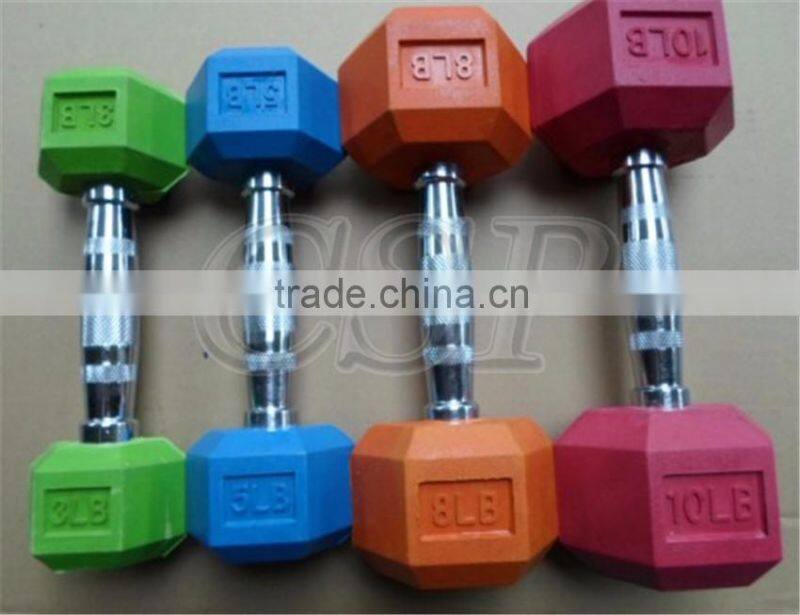 equipment fitness cheap price wholese rubber coated stainless steel dumbbell set for male bodybuilding use popular color