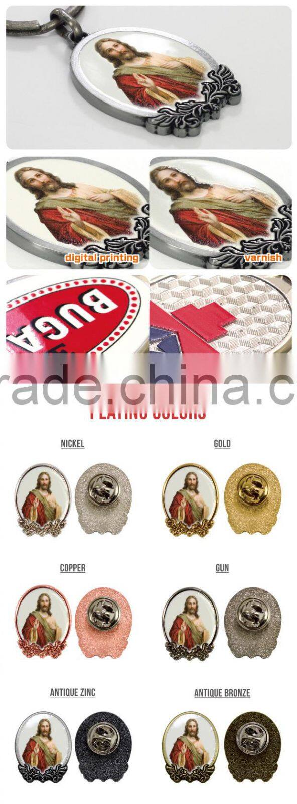 China Professional Factory own design Jesus zamac printed pin for church