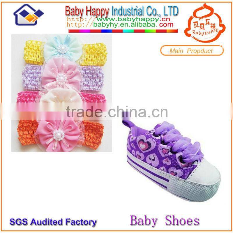 make baby leather shoes and headband set