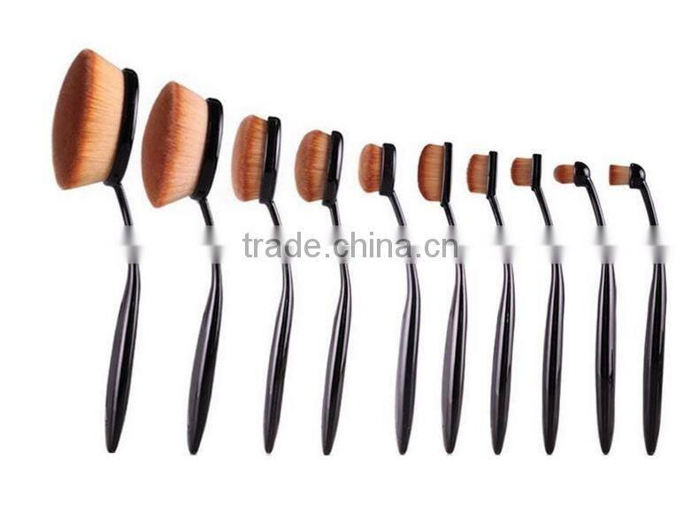 10 PCS Oval Makeup Brushes Set Synthetic Hair Professional / Full Coverage Plastic Face / Eye / Lip MAKE-UP FOR YOU 10 PCS O