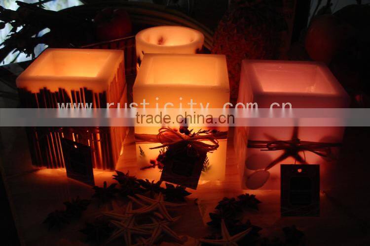 Handmade beautiful printing pillar LED candles for wedding souvenirs