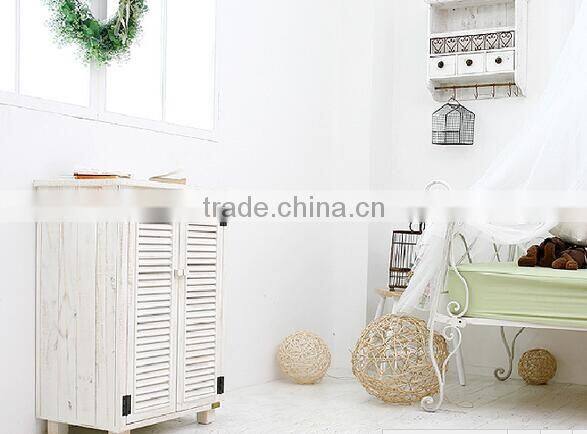 2 Doors White Wooden Book Wardrobe Cabinet