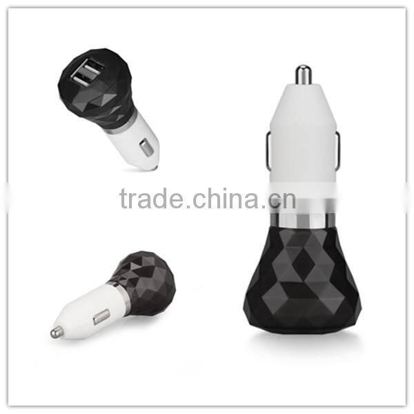 2-port Dual USB Metal Car Charger Pure copper series Car Charger with Window Glass Breaking Tap Hammer for Cellphone A001