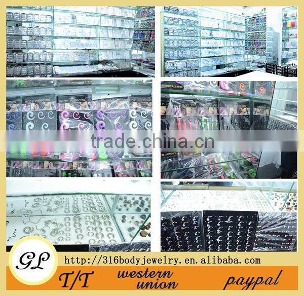 BA01073 lollipop logo fashion industrial barbell earrings , cool industrial body piercing