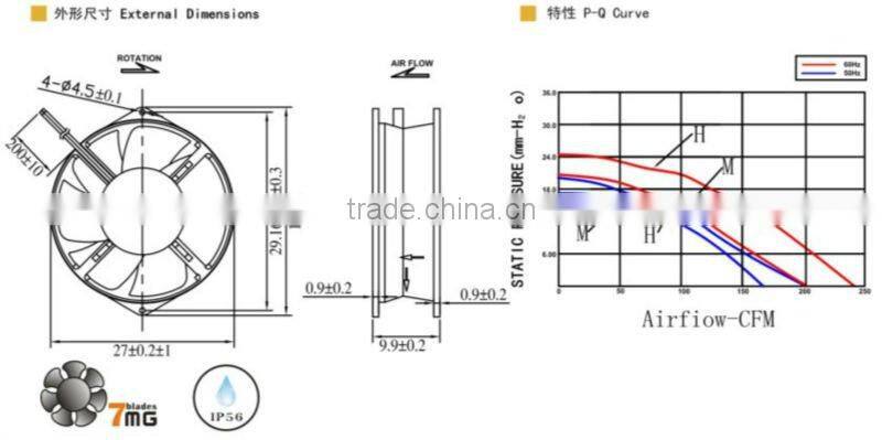 220V Fish eye type fan 170*150*55mm