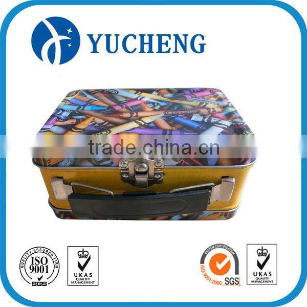 square metal lunch tin box for food packing with handle