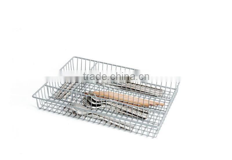 silver metal wire kitchen cutlery organizer