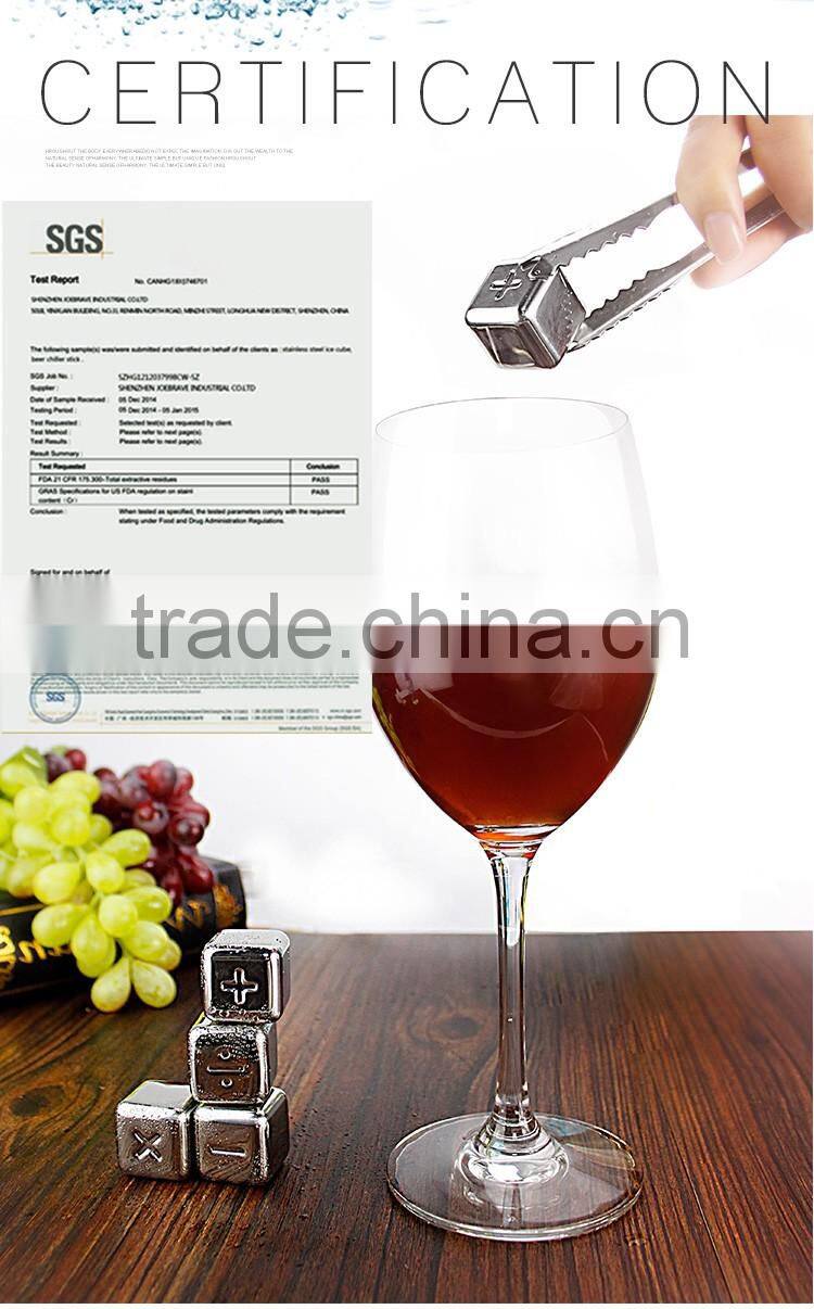 Brand new design reusable stainless steel ice cube, ice whiskey stone, with notation logo