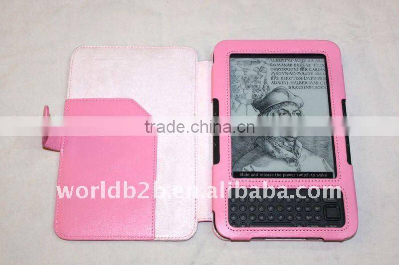 Leather Cover case for Kindle 3 with clasper