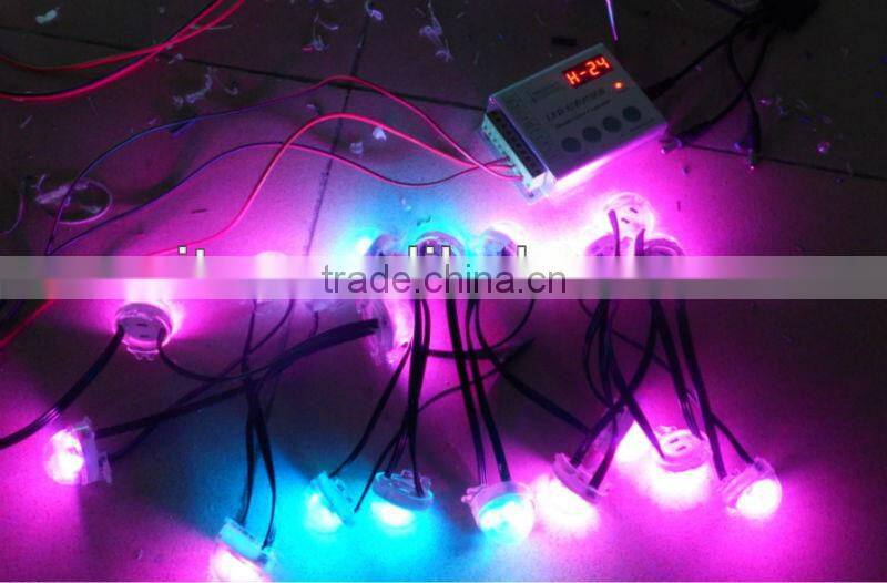 30mm diameter DC12V input ws2811 led smart module,with 3pcs 5050 SMD RGB LED inside, 0.72W,20pcs a string,all black wire