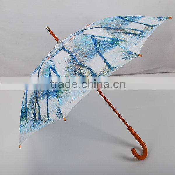 23"*8k wooden shaft full print straight gift umbrella
