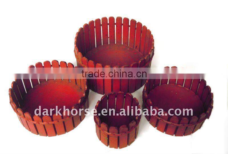 Round Antique Wooden Pot