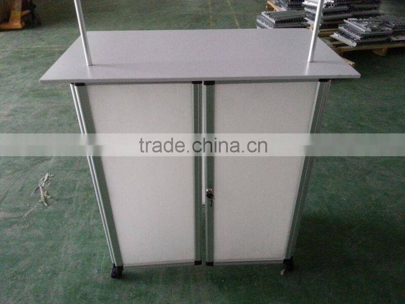 2016 hotsales Aluminum promotion counter,promotion table,exhibition desk with door