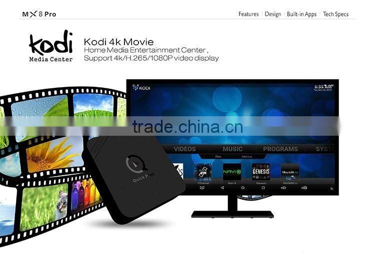 Quick Play Smart TV Box MX8 Pro Android 5.1 TV Box S905 Quad Core TV Box Accept Paypal mx8 pro 4K media player