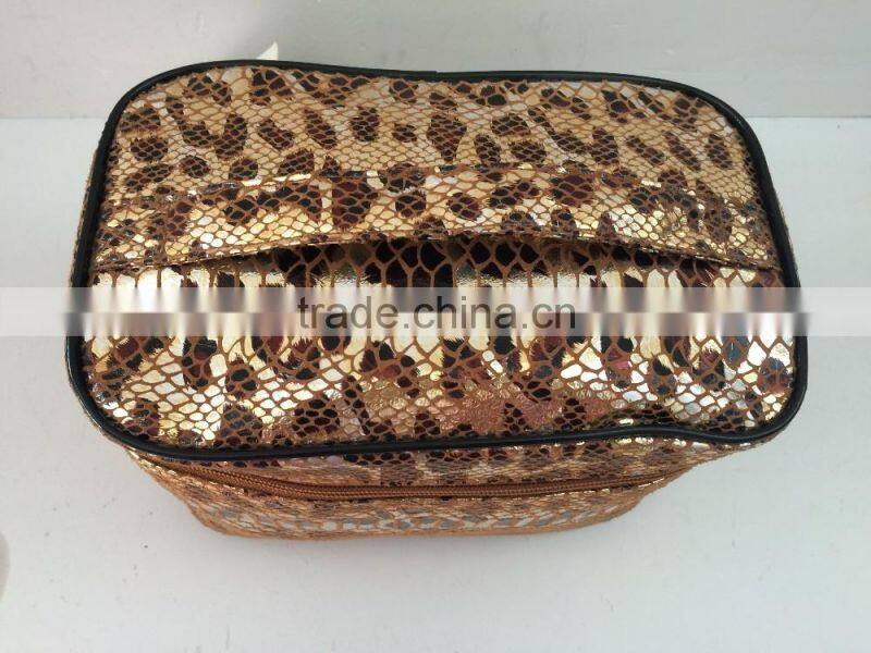 New Designer snake skin gold pu cosmetic bag