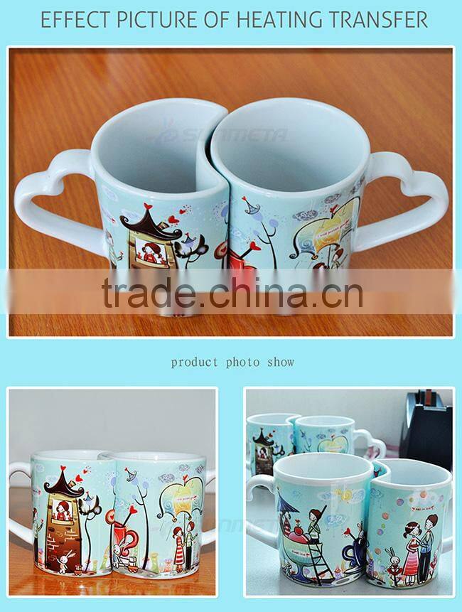 heart shape ceramic couple mug,wholesale white couple mug