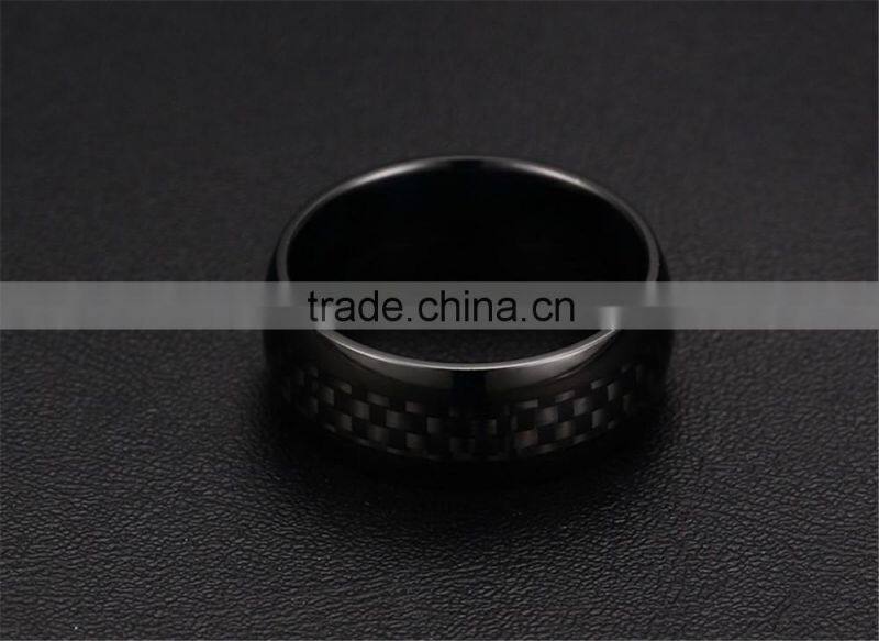 R-127 8mm Genuine Titanium men's ring Carbon fiber rings/ carbon fiber steel ring