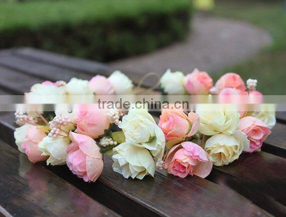 Hawaii Rose Flower Wreath Bridal Party Woman Girls Flower Hair Accessory
