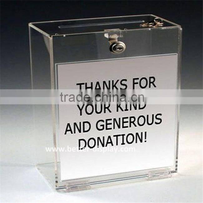 wholesale acrylic plastic charity collection boxes