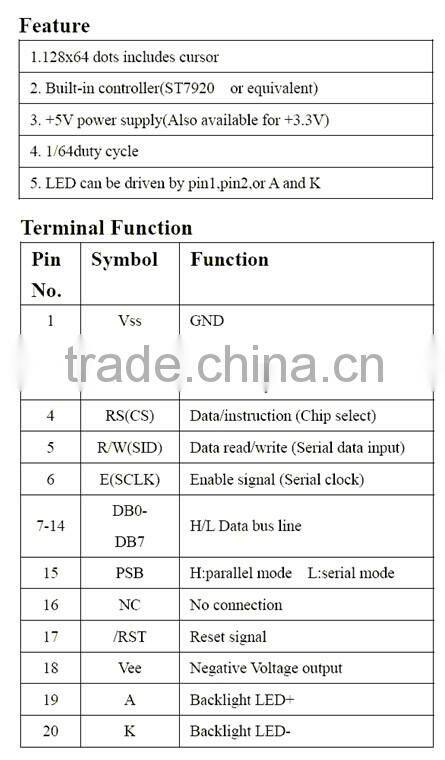 9.3CM Graphic 64x128 LCM in 12864 LCD Modules