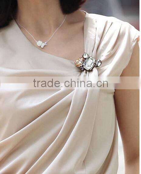 Shinning small flower clear crystal alloy flower rhinestone brooch