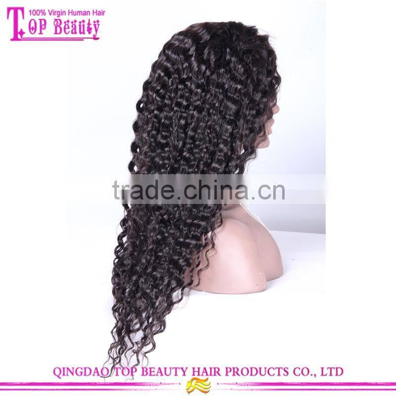 Best selling high quality new design deep curly human hair full lace wig with baby hair