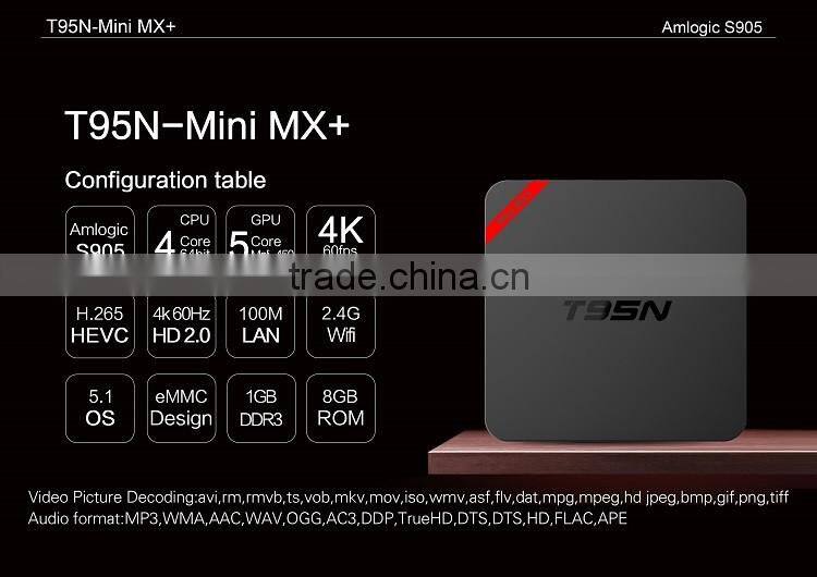 free downloaded flash media player kodi 16.1 T95N mini mx+ 4K S905 1G 8G Quad core KODI 16.1 android 5.1 tv box