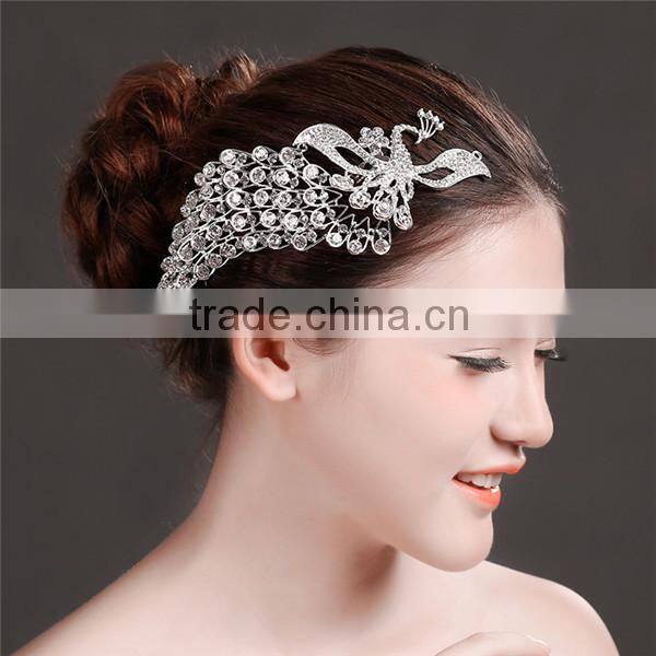 MYLOVE 2015 Hot Sale crystal peacock rhinestone hair accessory handmade hair combs MLF113
