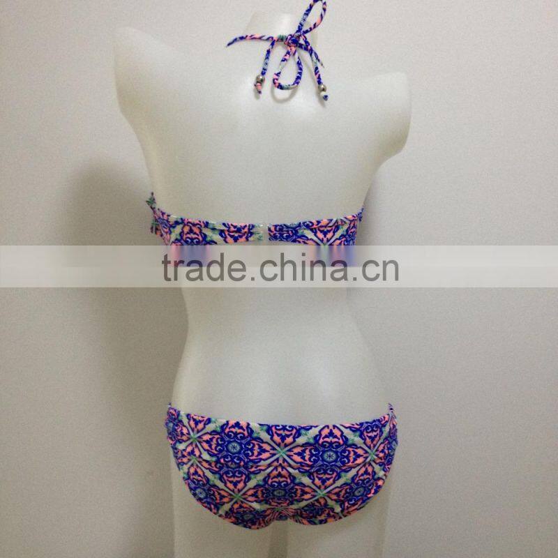Sexy flower printing triangle swimwear bikini mature women hot super sexy bikini
