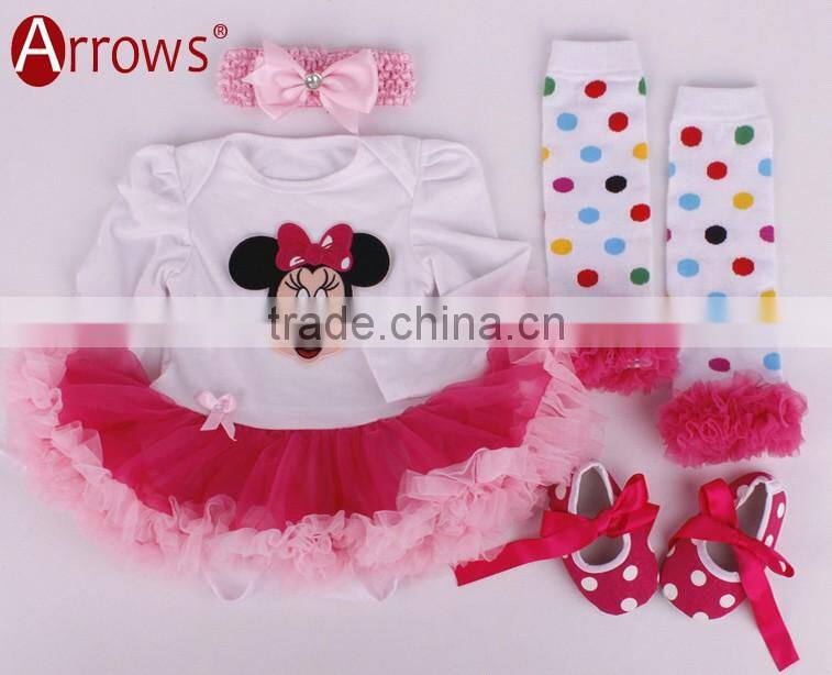 Kids Christmas Suits New Infant 4pcs Christmas Clothes Santa Girl Bodysuits Christmas Mickey Sets Baby Girl Clothes