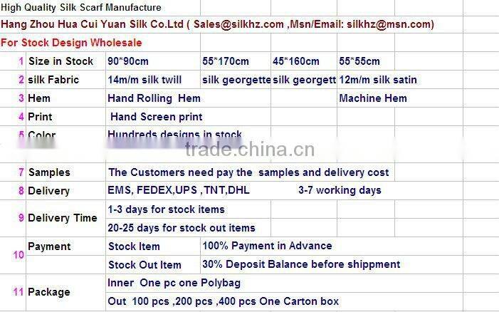 Factory Free Samples Hand Rolled Edge Silk Scarf