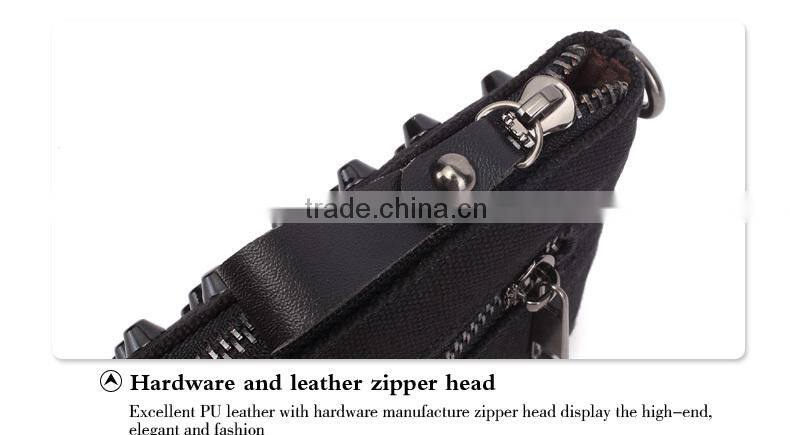 2016 Europea style factory directing selling high quality women blue clutch bag with rivet