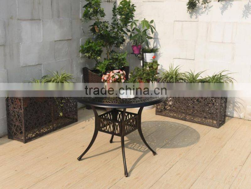 2016 Hot Selling All Weather Elegant Modern Patio Cast Aluminum Outdoor Table with Cushion