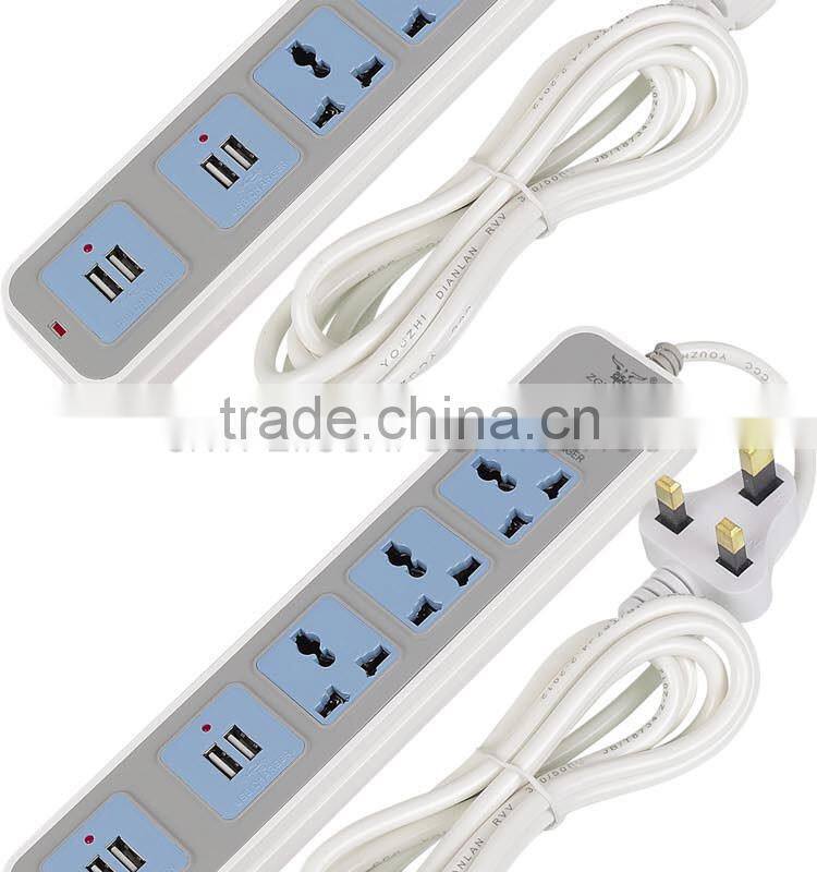 2015 newest wholesale brand designed high quality dual usb UK power strip