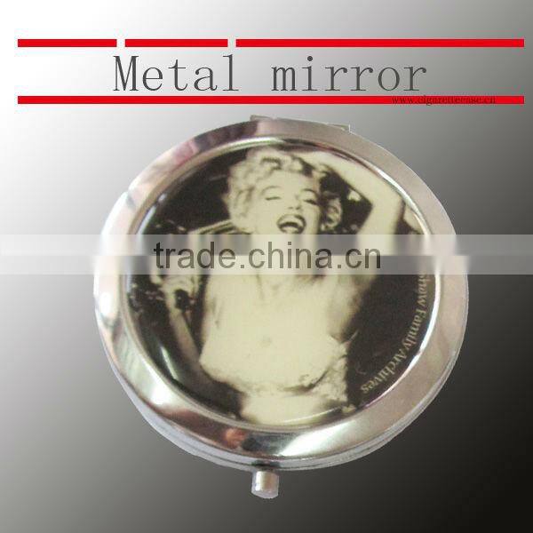 mini double sided mirror, metal mirror with rubber patch