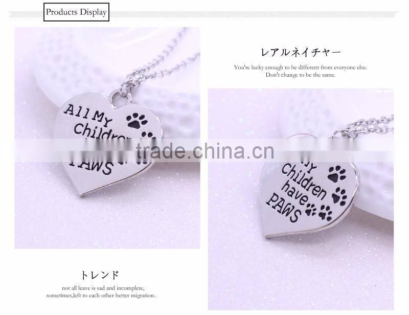 2016 new fashion alloy jewelry sculpture letter member of family silver children necklace heart pendant
