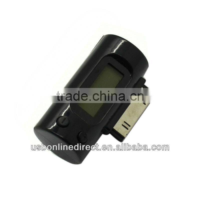 Mini Car LCD FM transmitter for iphone 4 ipad with handsfree & charging function