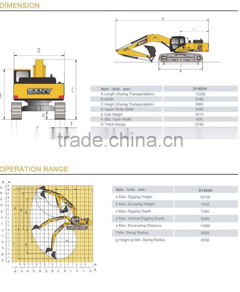 46 Ton SANY Mining Long Reach Excavator SY465H