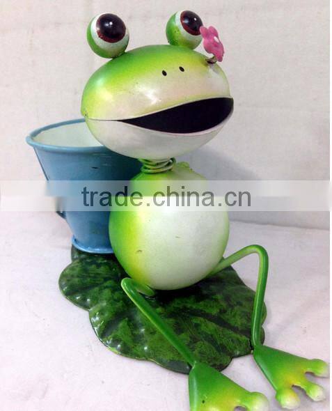 garden decoration sitting frog metal frog garden art metal garden decoration gerden decor stakes metal frog with frlower pot