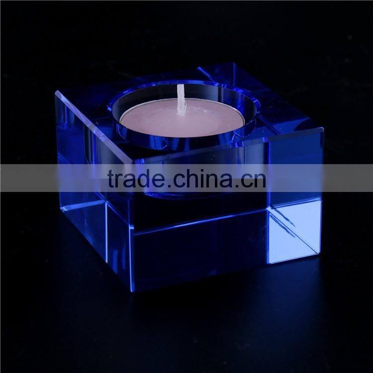 Colorful square crystal glass tealight candle holder cheap