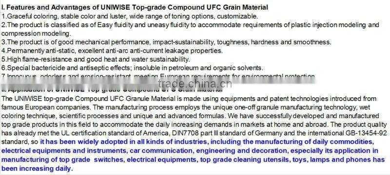 urea moulding compound duroplast for household appliances handles Hangzhou Uniwise Import and Export company