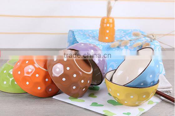 5'' dot printing ceramic bowl , promotion dot printing bowl