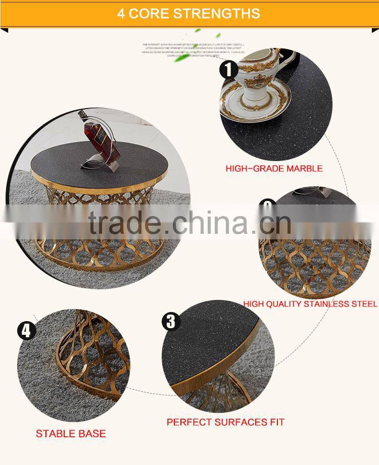 C404 Chinese Home Furniture Rose Gold Marble Coffee Table