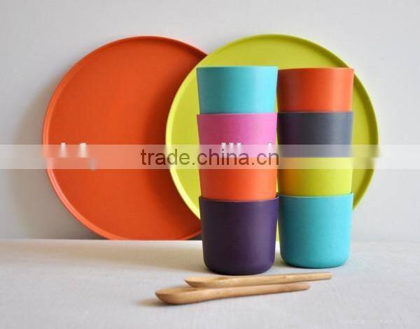 cute carton crab kids dinner set,bamboo fibre plate&bowl&tumbler&spoon&fork dinner set